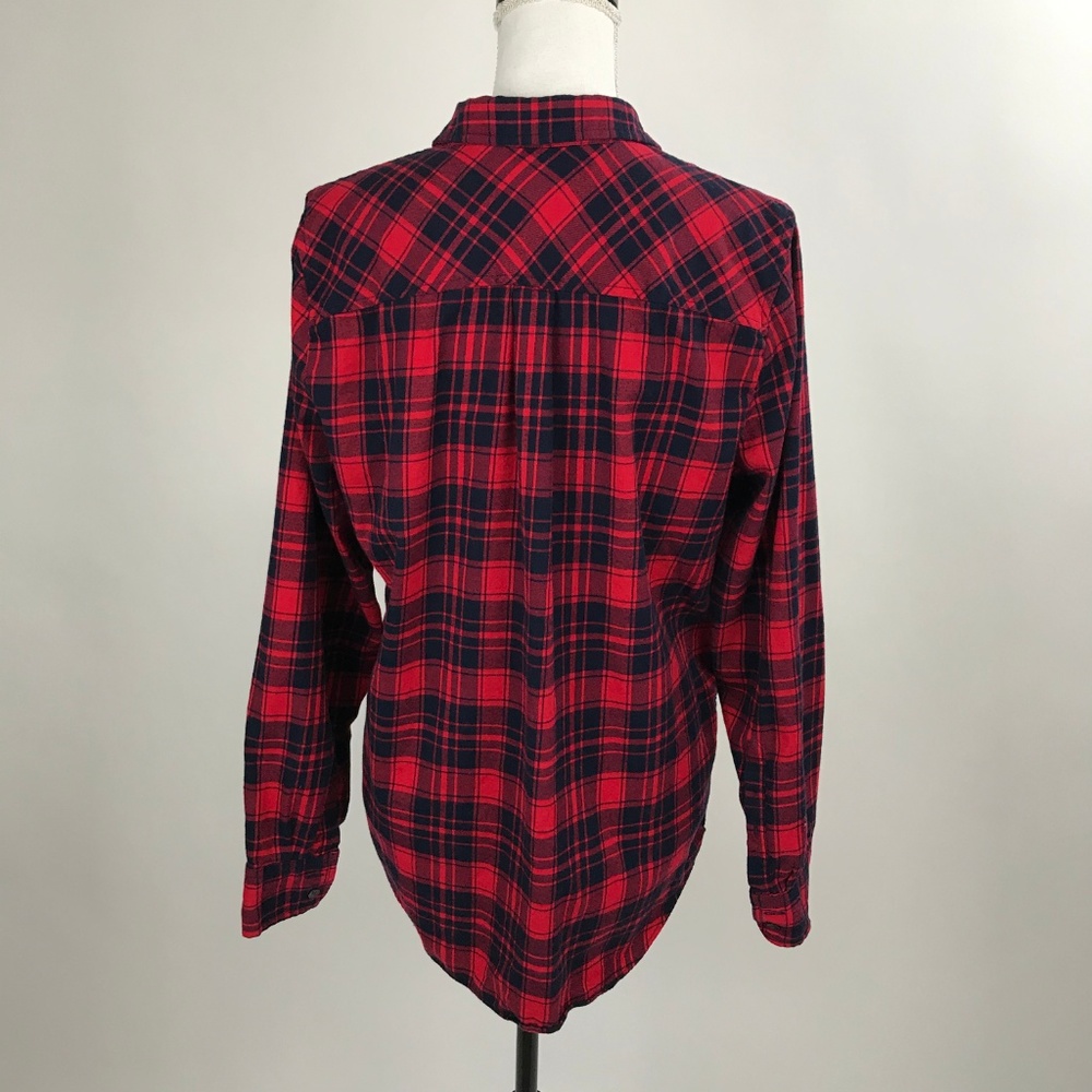 J. Crew Red Navy Plaid Boy fIt Shirt - Picture 5 of 6